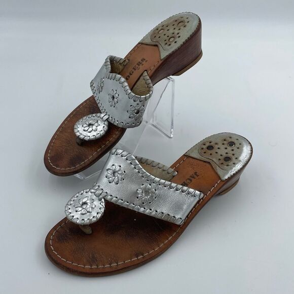Jack Rogers Shoes - Jack Rogers Silver Metallic Wedge Sandals
